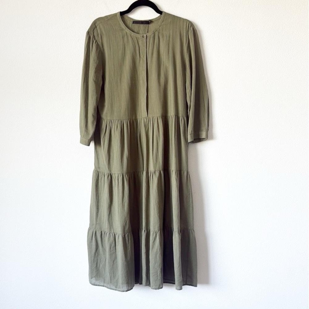 Jenni Kayne linen blend James Midi Dress in Moss Green Sz Small